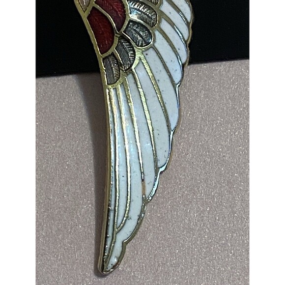 Angel Wing Drop Earrings Cloisonne Enamel Dangle White Red Green - Picture 4 of 9